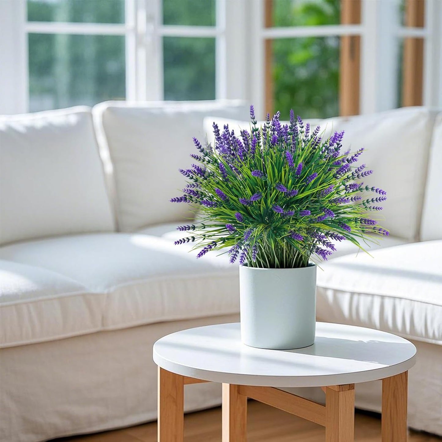 Fumwase 12 Bundles Artificial Plants Flowers for Outdoors Fake Monkey Grass No Fade Artificial Shrubs Bushes Greenery 14.2" Plastic Plants for Garden Home Front Porch Decor (Purplecolor)
