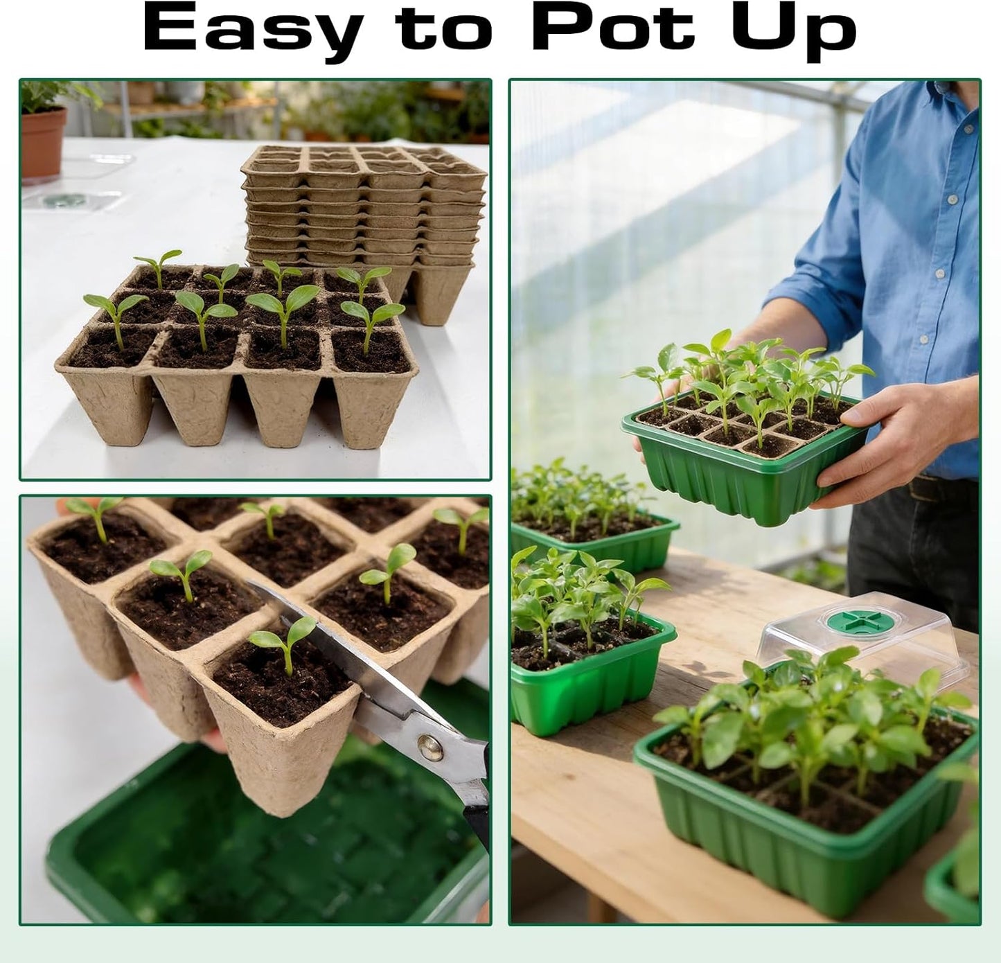 Seed Starter Tray Kit 10 Pack, Seed Starting Trays with Humidity Dome 