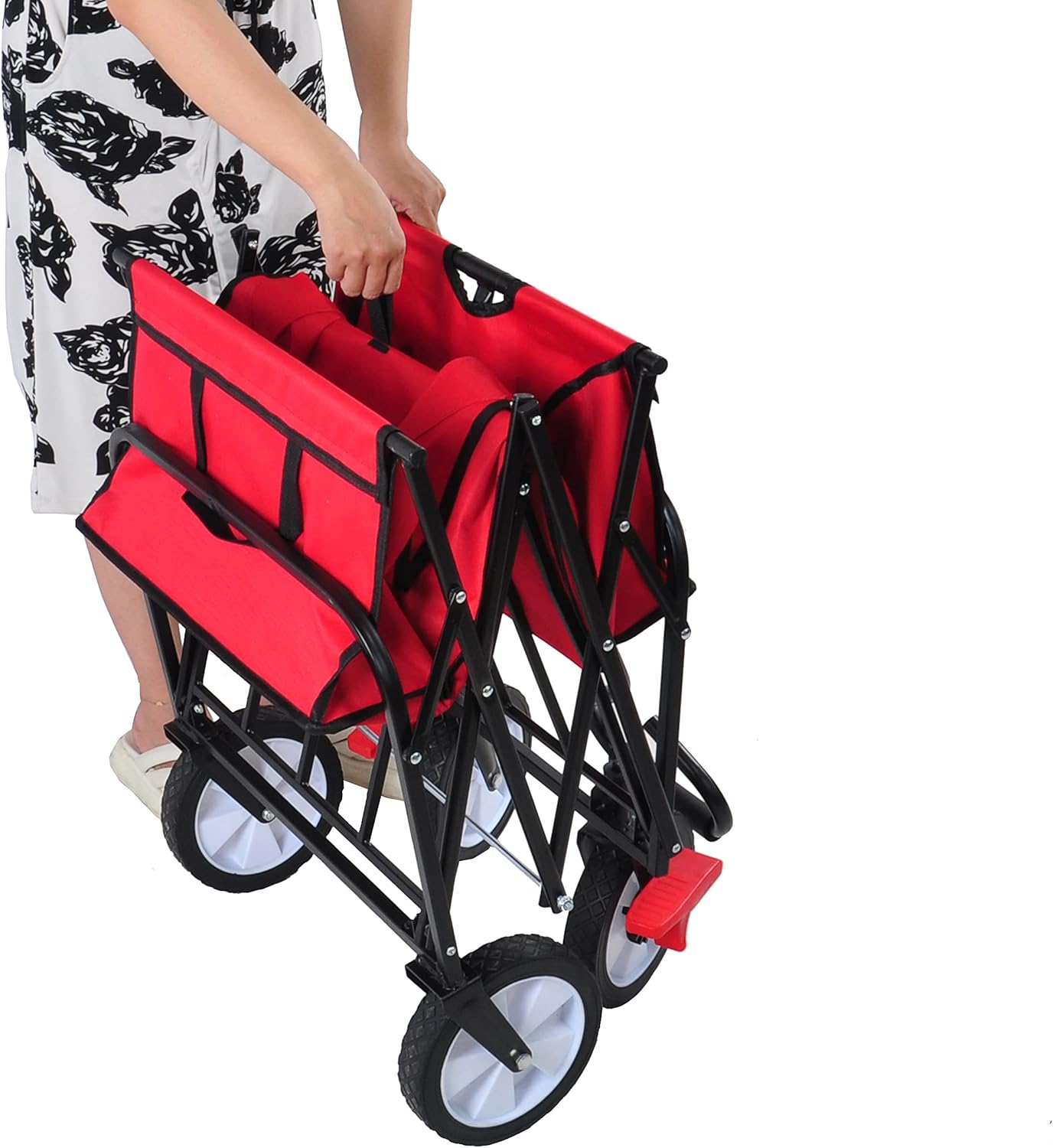 Folding Wagon Cart Collapsible Outdoor Utility Wagon with All Terrain 