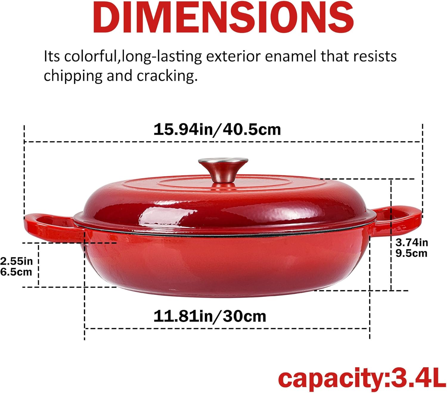 Vivicreate 3.5 Quart Enamel Cast Iron Dutch Oven Pot with Lid – Enamel