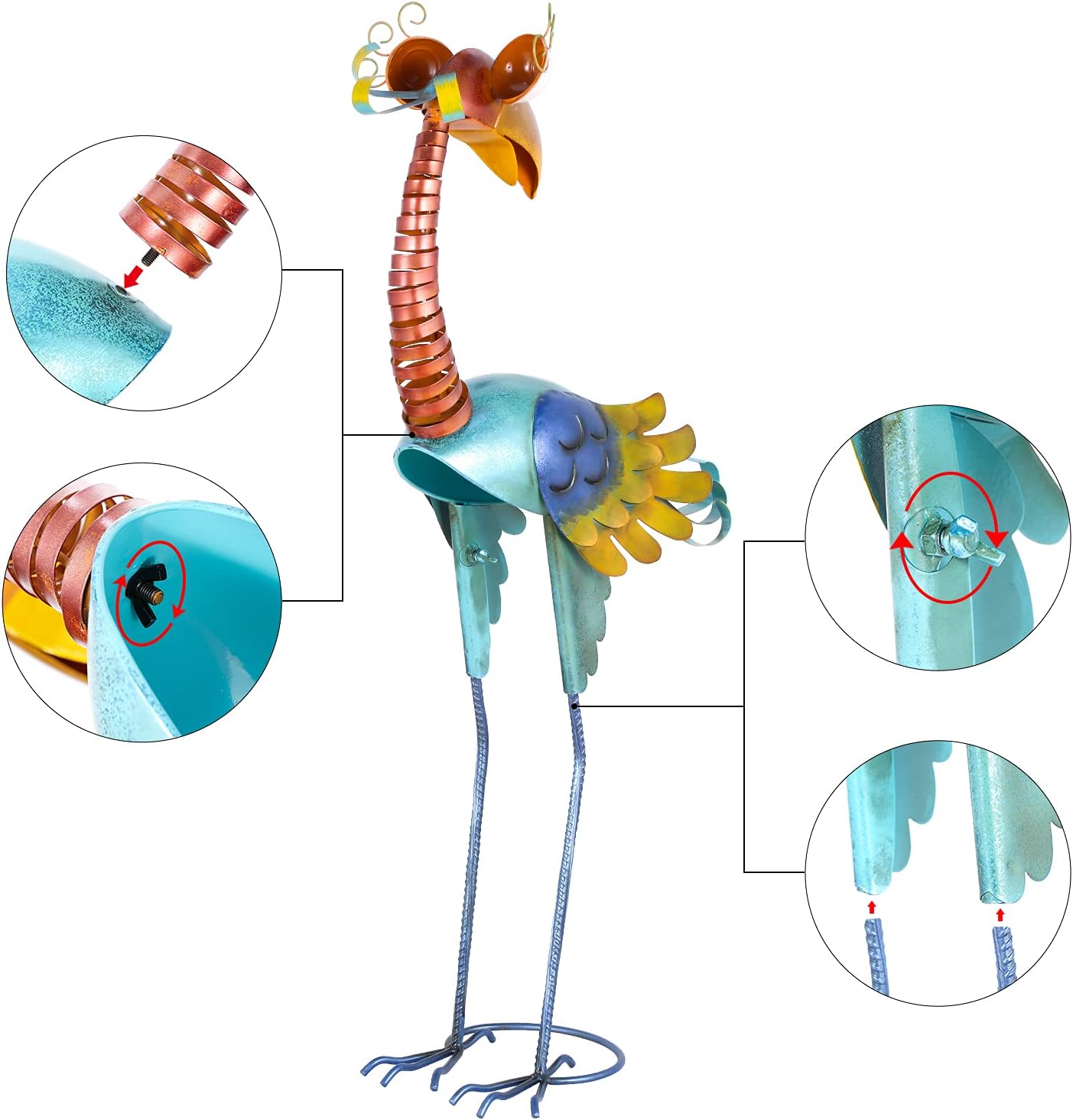Tooarts Metal Garden Bird Statue Standing Animal Backyard Ornaments Ou