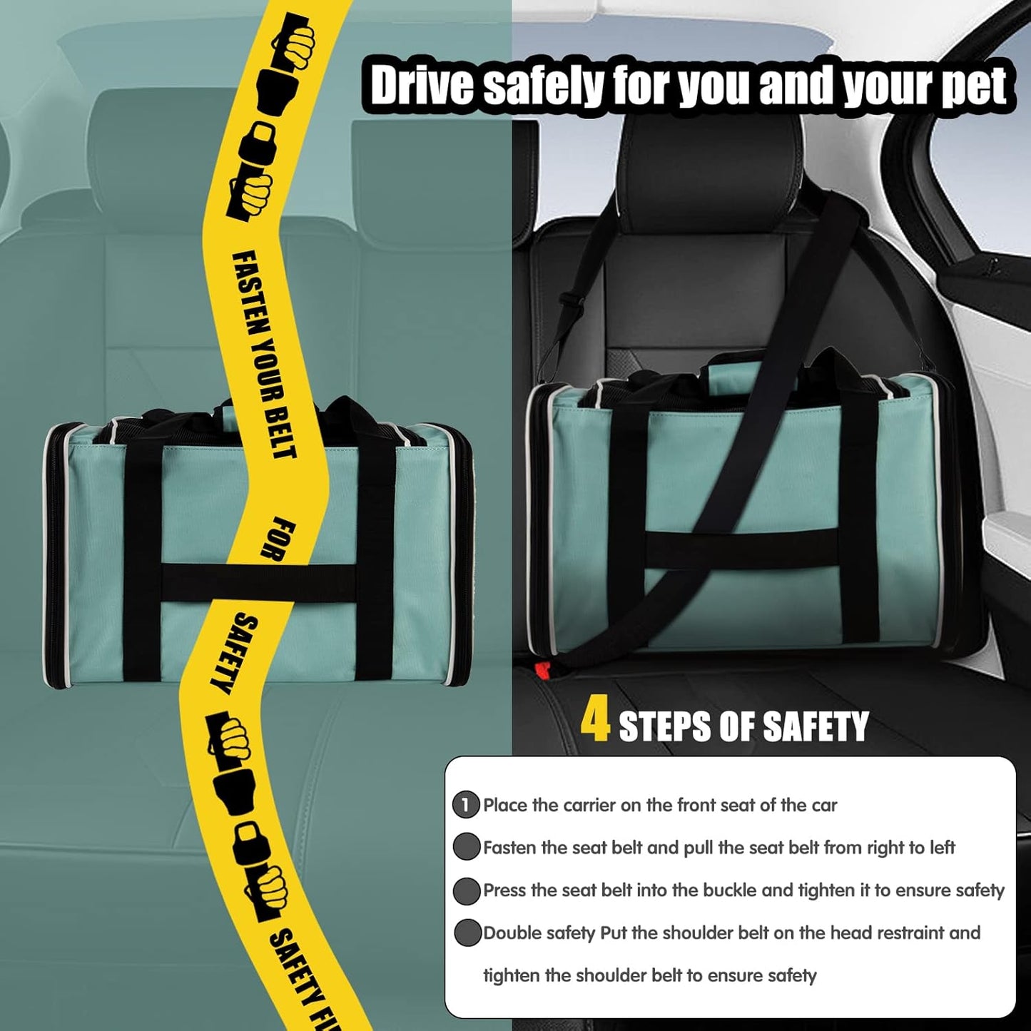 Cat Carrying Case Pet Dog Carrier Soft-Sided Cat Bag Airline Approved,