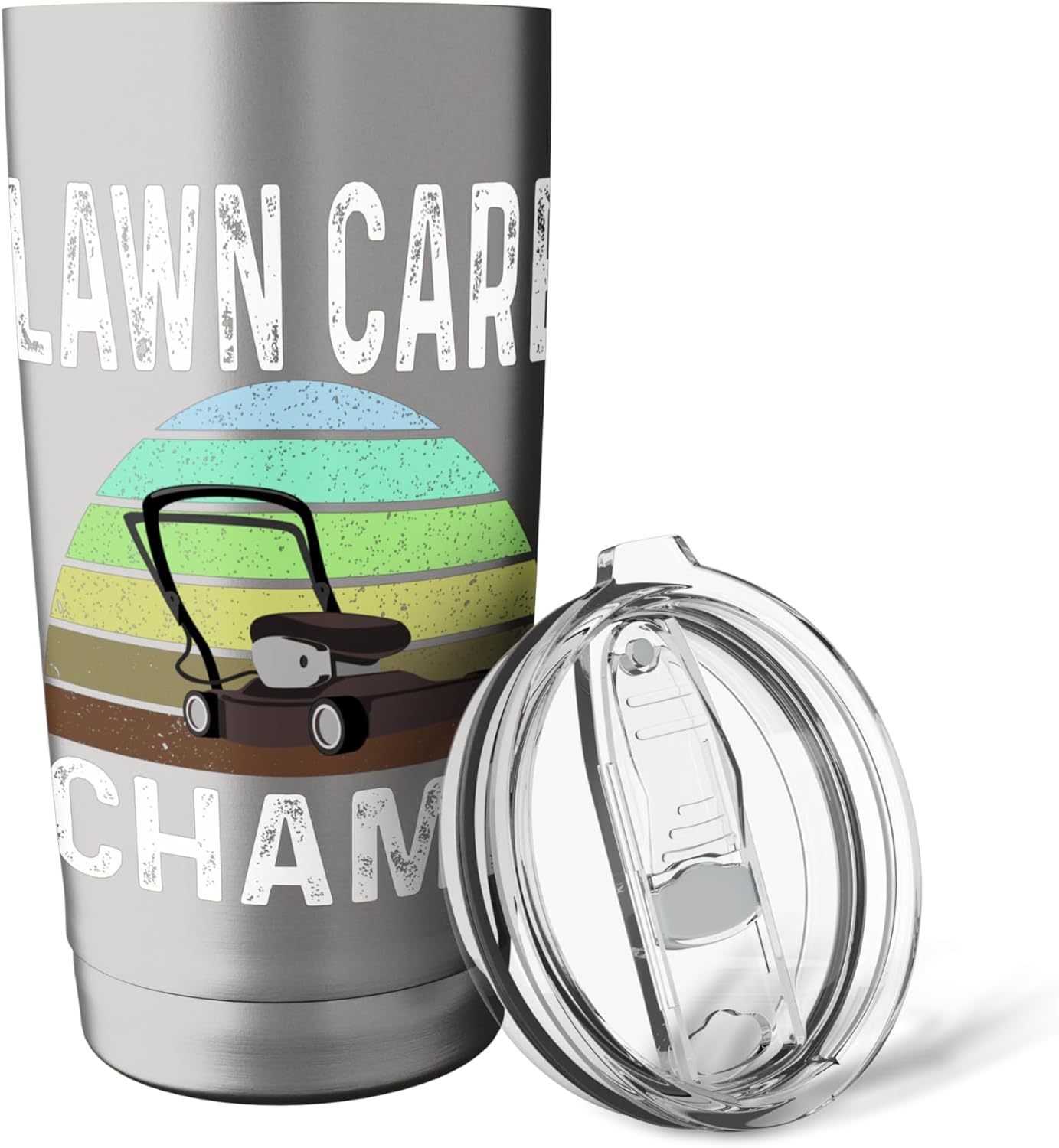 Funny Lawn Care Champ Grass Mowing Lawn Mower Dad Father Stainless Steel Insulated Tumbler