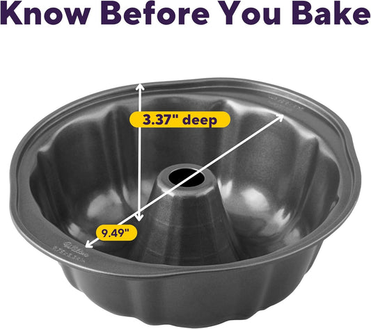 Wilton Gold Non-Stick 9.49 in Fluted Tube Cake Pan, Cold-Rolled Steel Bakeware, Made without PFAS, Packaging May Vary