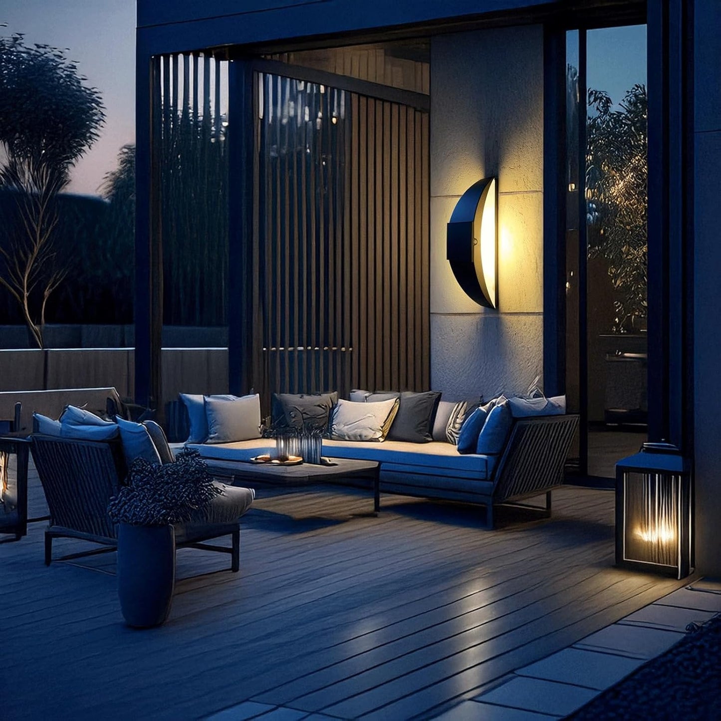 Solar Outdoor Wall Light, Modern Half Moon Wall Sconce Lamp, Semicircular Exterior Wall Lantern with IP65 Waterproof LED, Stainless Steel Wall Mounted Fixture for Porch, Patio, Pathway