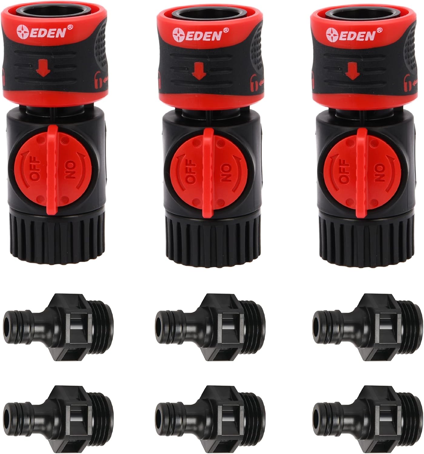 Eden 93218 Premium Garden Hose Quick Connect Kit | 9-Piece / 3-Pair Sn