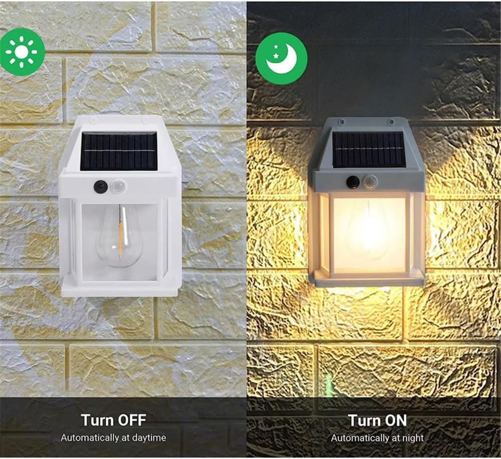 4pack 7W Outdoor Solar Wall Lamp Waterproof Tungsten Filament Lamp Induction Lamp Household Garden Wall Light Villa Lighting Night Light