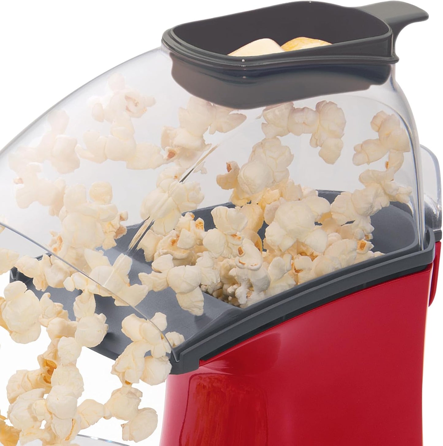 Presto 04863 Poplite Hot Air Popcorn Popper - Built-In Measuring Cup + Melts Butter, Easy to Clean, Built-In Cord Wrap, 18 Cups, Red