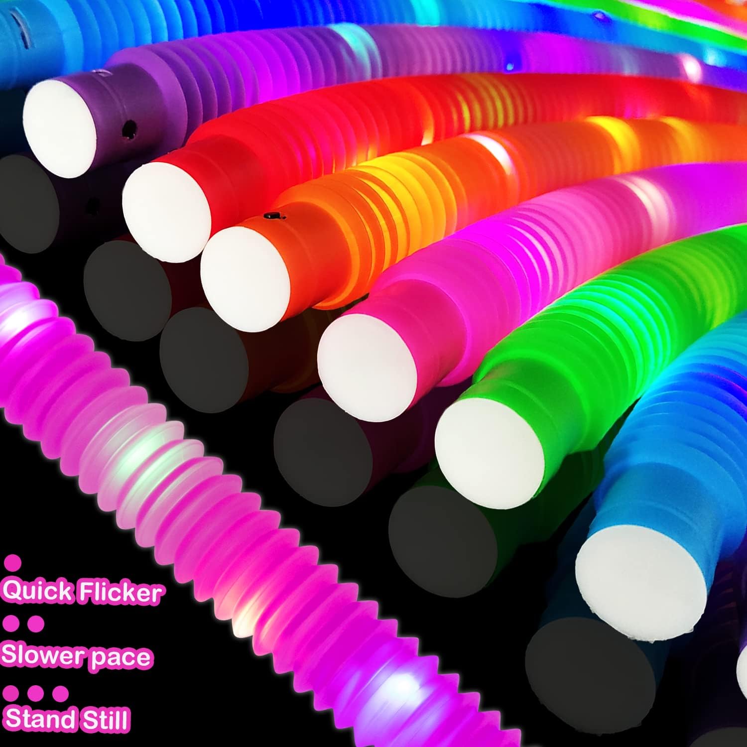 Easter Basket Stuffers for Toddlers-6 PCS Light Up Pop Tube Toys Gifts