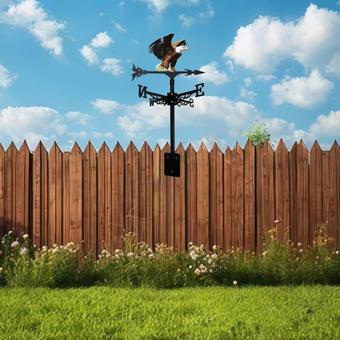 Colorful Rooster Weather Vane Spinner Wind Direction Farm Scene Stake 