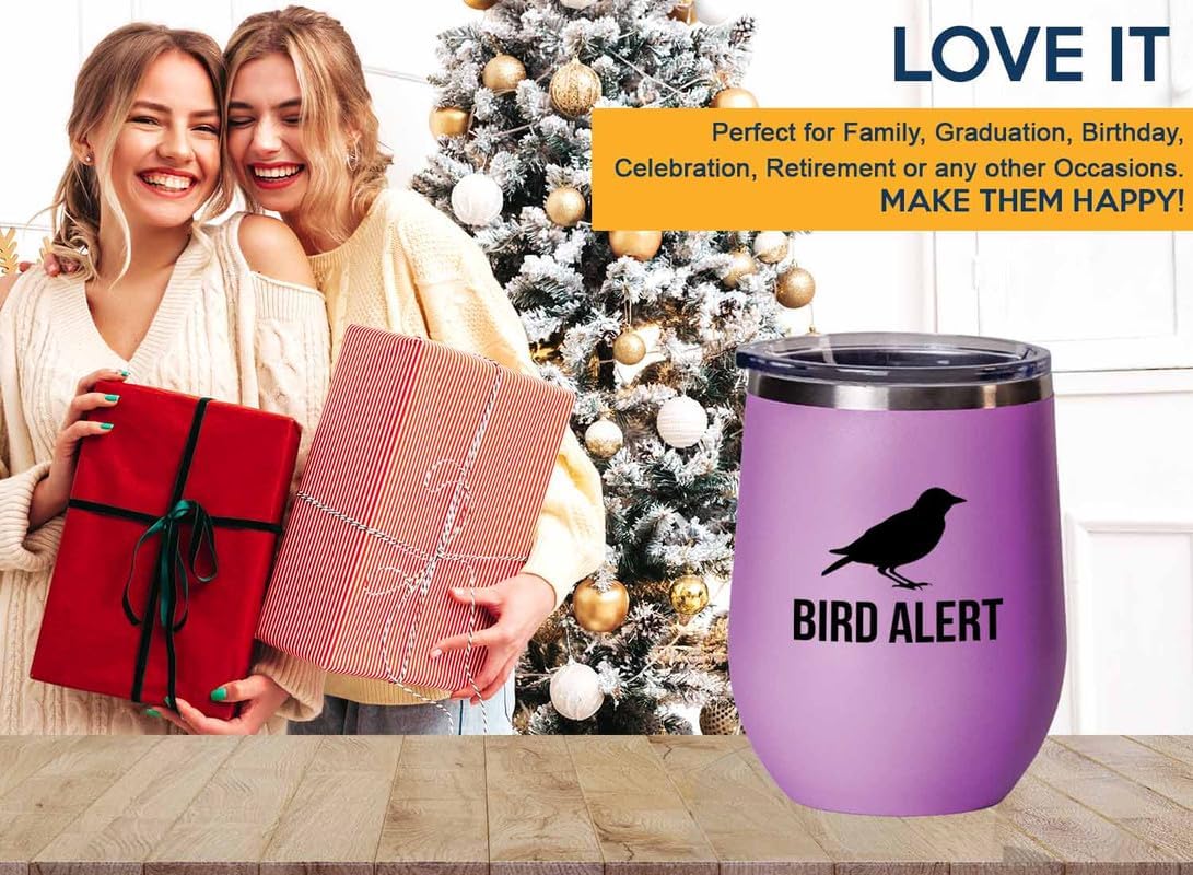 Birding Pink Edition Wine Tumbler 12oz - Bird alert - Bird Feeder Back