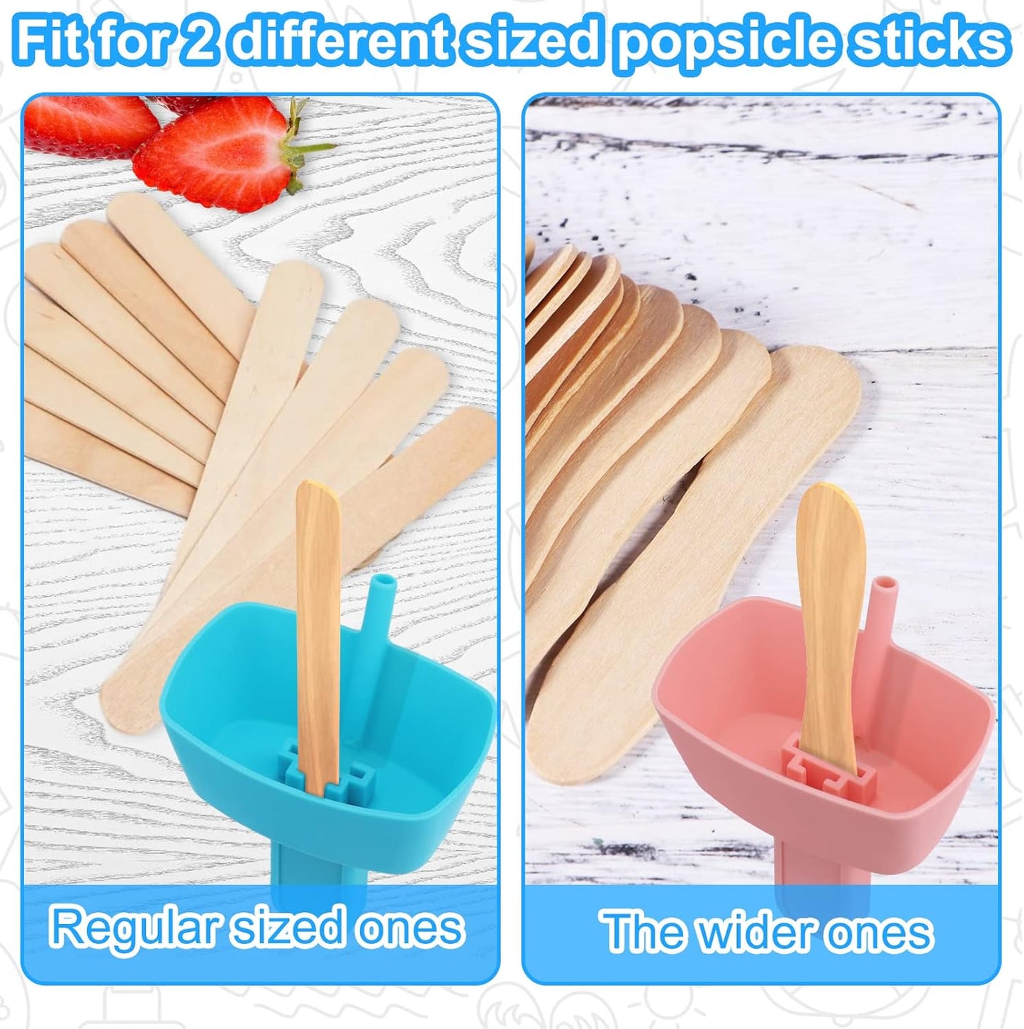 AIERSA 8pcs Popsicle Holders and Ice Pop Sleeves Set for kids No Drip, Silicone Popsicle Holder with Straw and Reusable Neopreneee Freeze Popsicle Sleeves for Toddlers Mess Free, No Freezing Hands