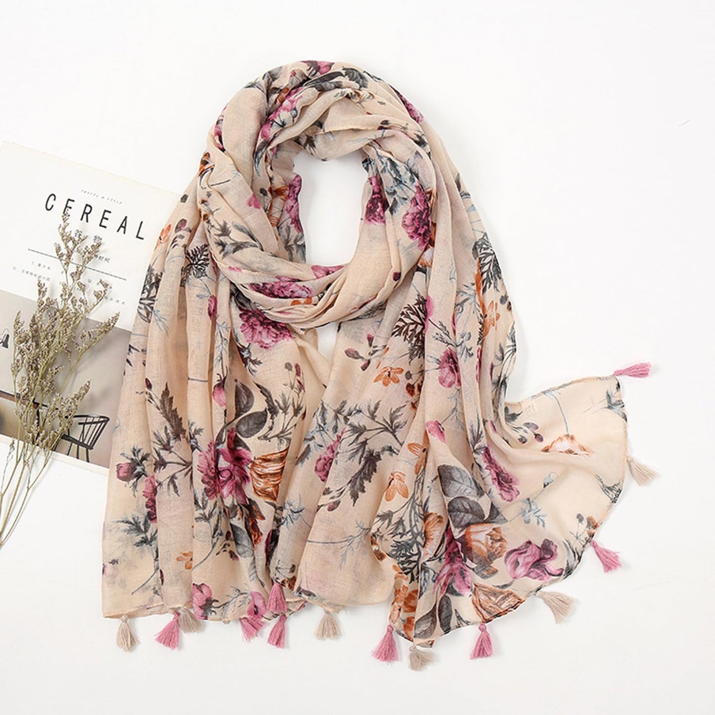 YOUR SMILE Large Boho Scarf for Women Lightweight Floral Printed Scarv