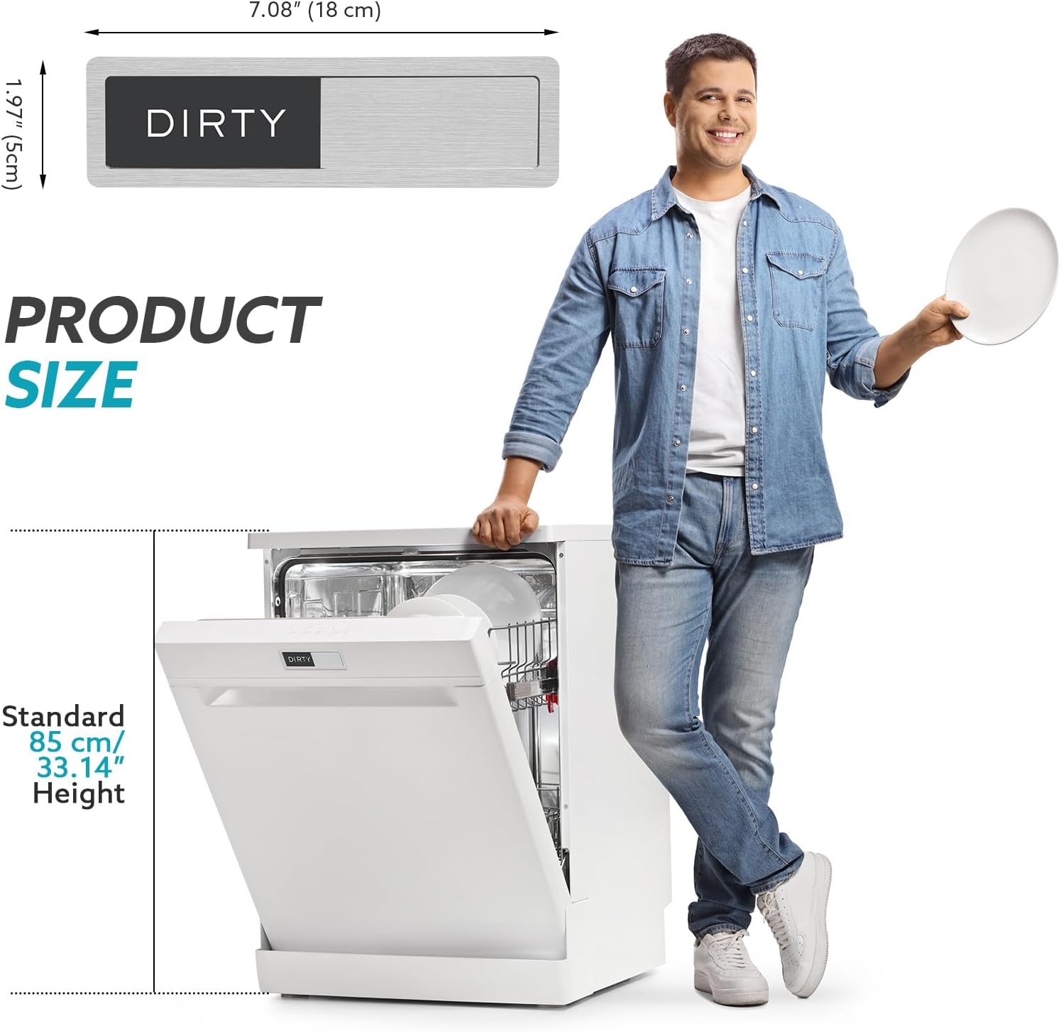 Dishwasher Magnet Clean Dirty Sign, Strong Magnet Non-Scratch Clean Di