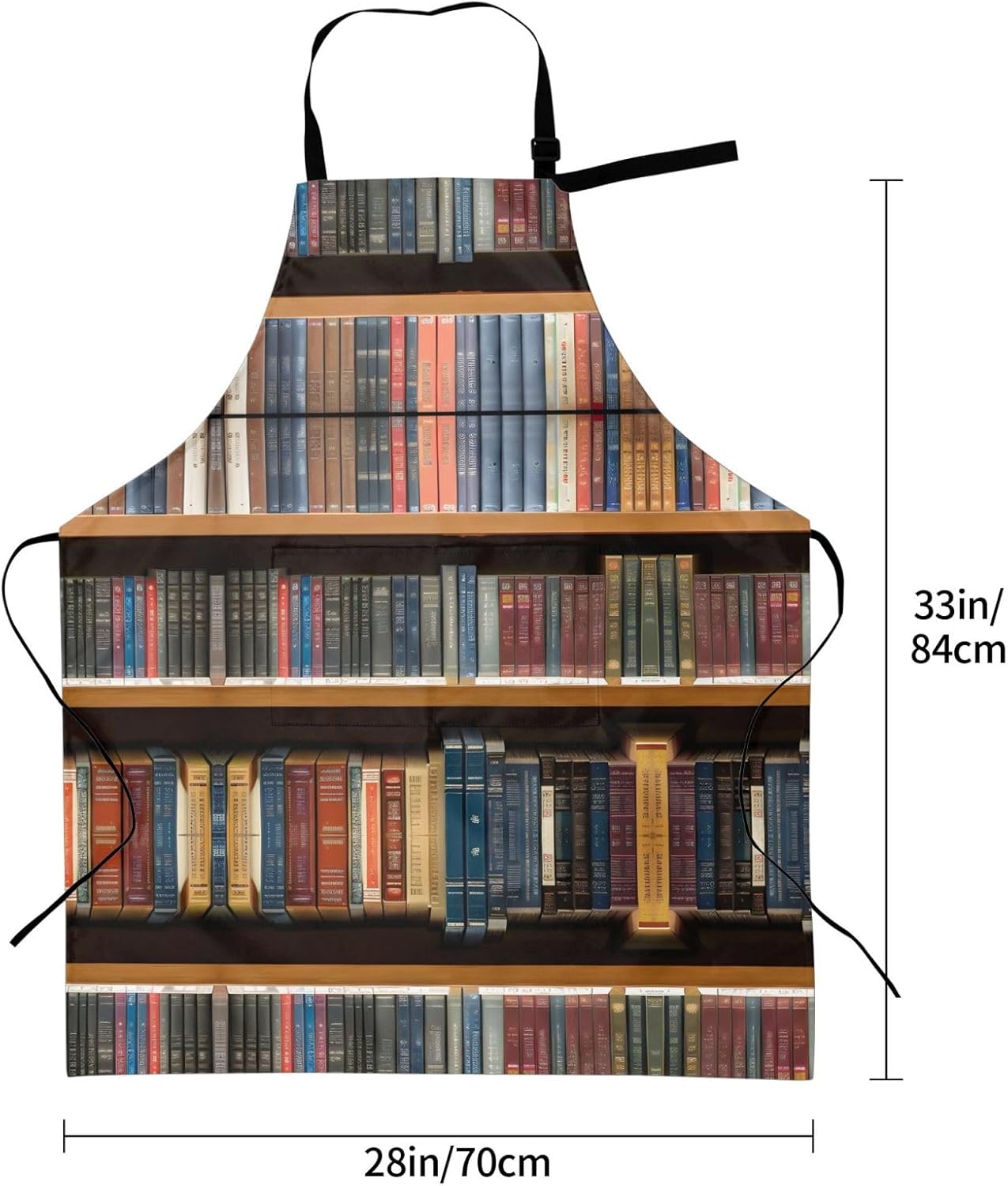 library bookshelf 1 print Waterproof chef's apron with pocket apron for kitchen cooking baking barbecue and gardening