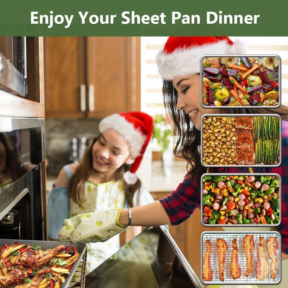 ROTTAY Baking Sheet with Rack Set (2 Pans + 2 Racks), Stainless Steel 
