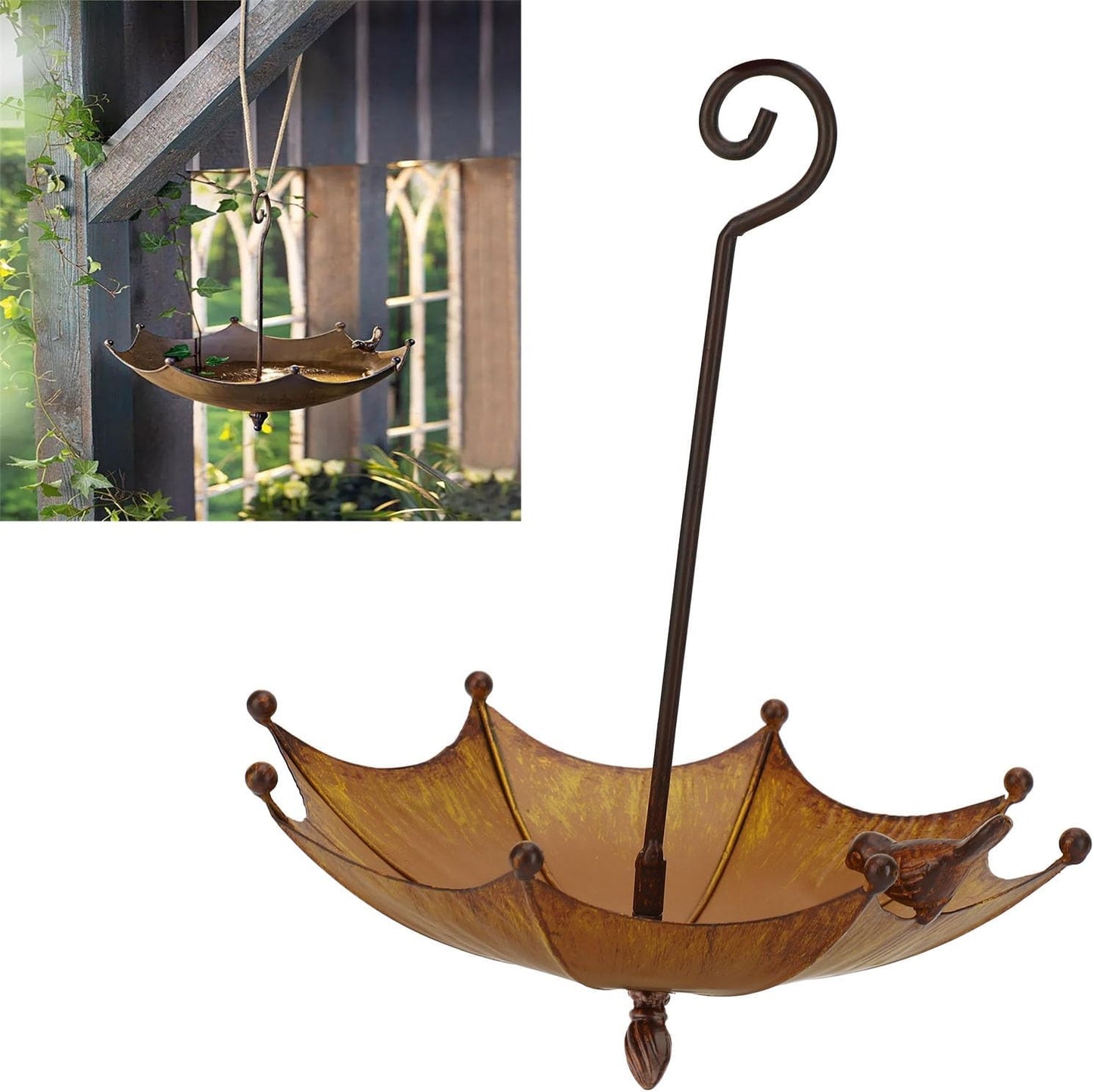 Metal Umbrella Bird Feeder, Hanging Iron Design for Wild Birds, Long Lasting Garden and Yard Decor, Ideal for Outdoor Bird Watching