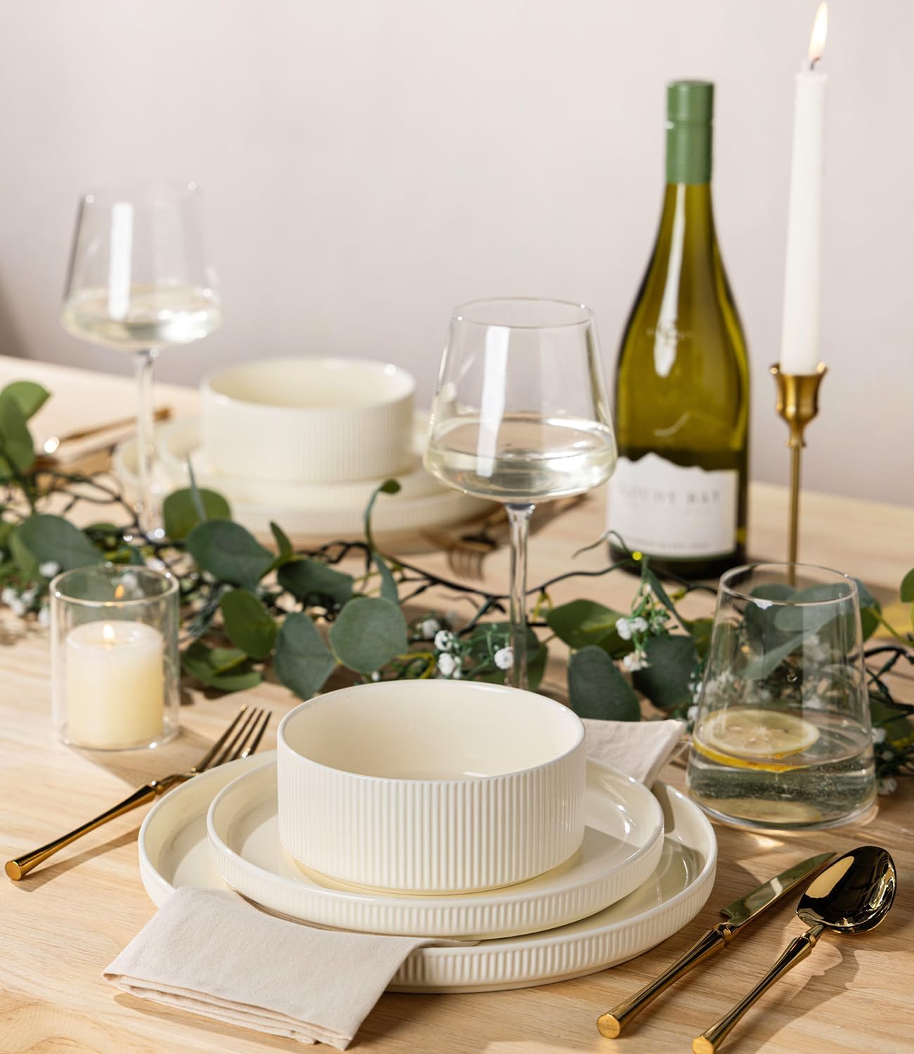 TheTerra Ceramic Dinnerware Sets for 4, 12 Pieces Porcelain Lightweigh