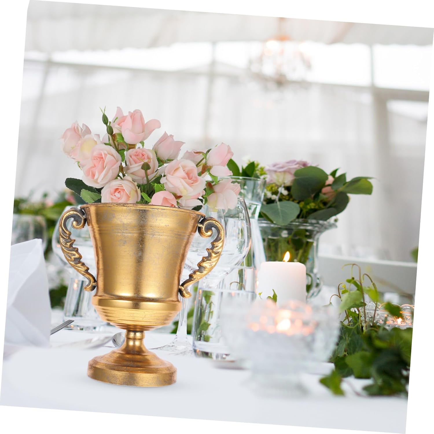 PRETYZOOM 1pc Retro Iron Flowerpot Home Decor Vases Floral Arrangement
