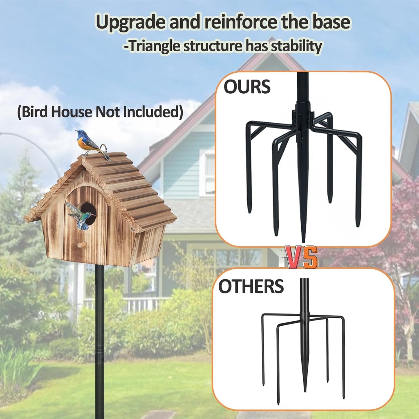 78 Inch Birds House Poles Mount Kit Pole Adjustable Heavy Duty Stand with Strong Base,Suitable for Various Types Bird House（NOT Included Bird House）