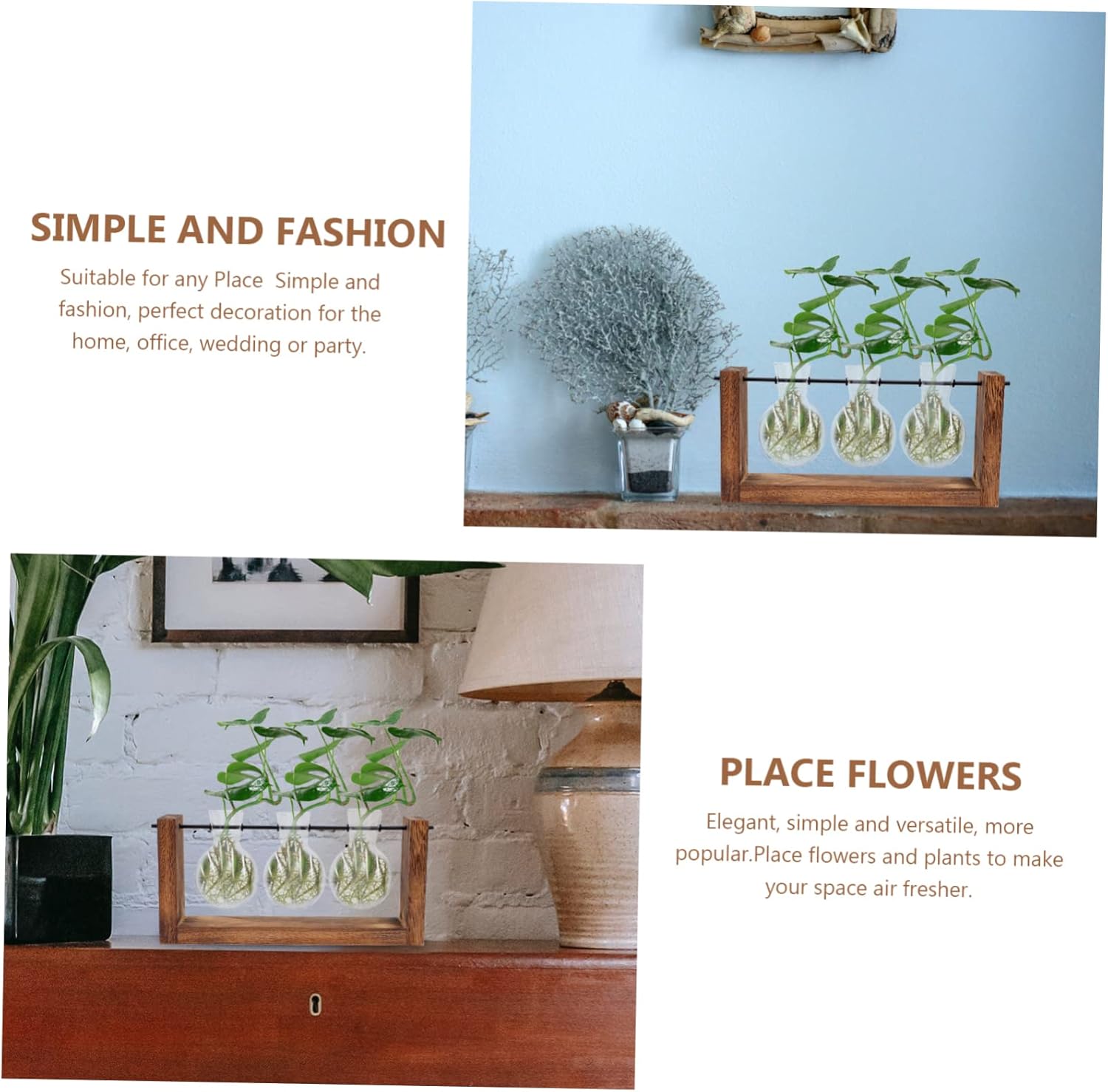 PRETYZOOM Indoor Plant Pot Green Decor Succulent Plant Pots Glass Vase