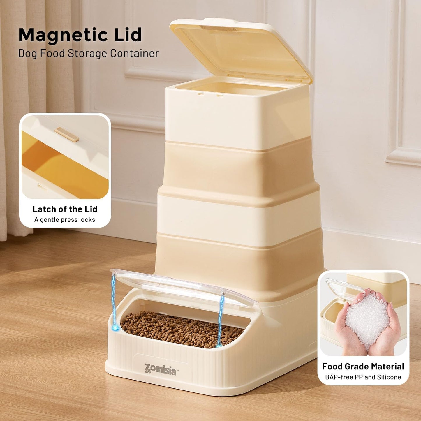 30-40lbs Collapsible Dog Food Storage - First-in, First-out Easy Dispense Base for Freshness, Pet Food Storage Containers with Transparent Lid and Scoop