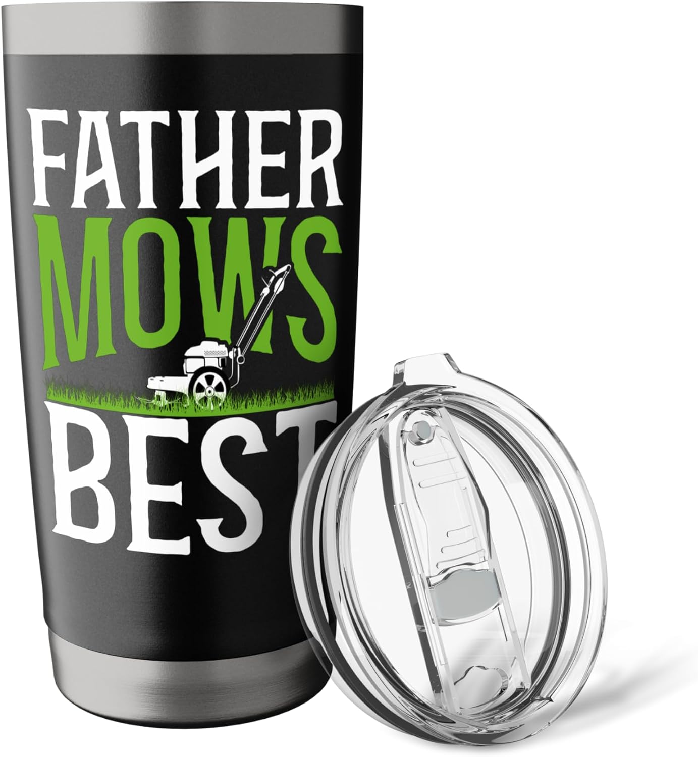 Lawn Mower Mowing Dad Father Landscaper Father Mows Best Stainless Steel Insulated Tumbler