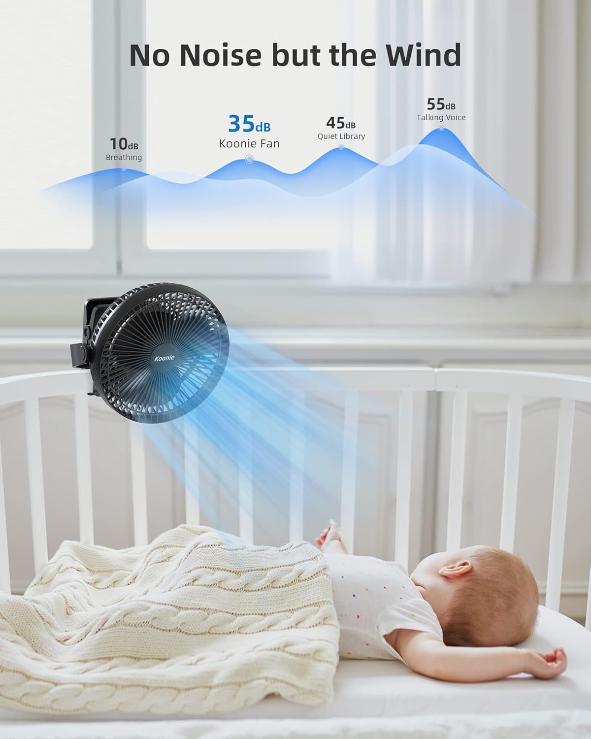 Koonie 10000mAh Clip on Fan Rechargeable, 8-Inch Battery Operated Desk