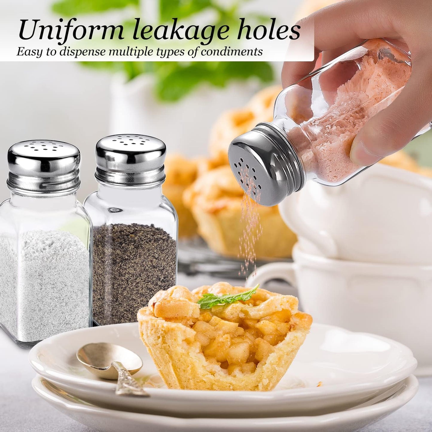 Salt and Pepper Shakers Set,DWTS DANWEITESI Salt Shaker with Stainless Lid-Glass Spice Jars Kitchen Gadgets,Clear to Know When to Fill,Farmhouse Salt Pepper Shakers Cute Kitchen Essentials Decoration