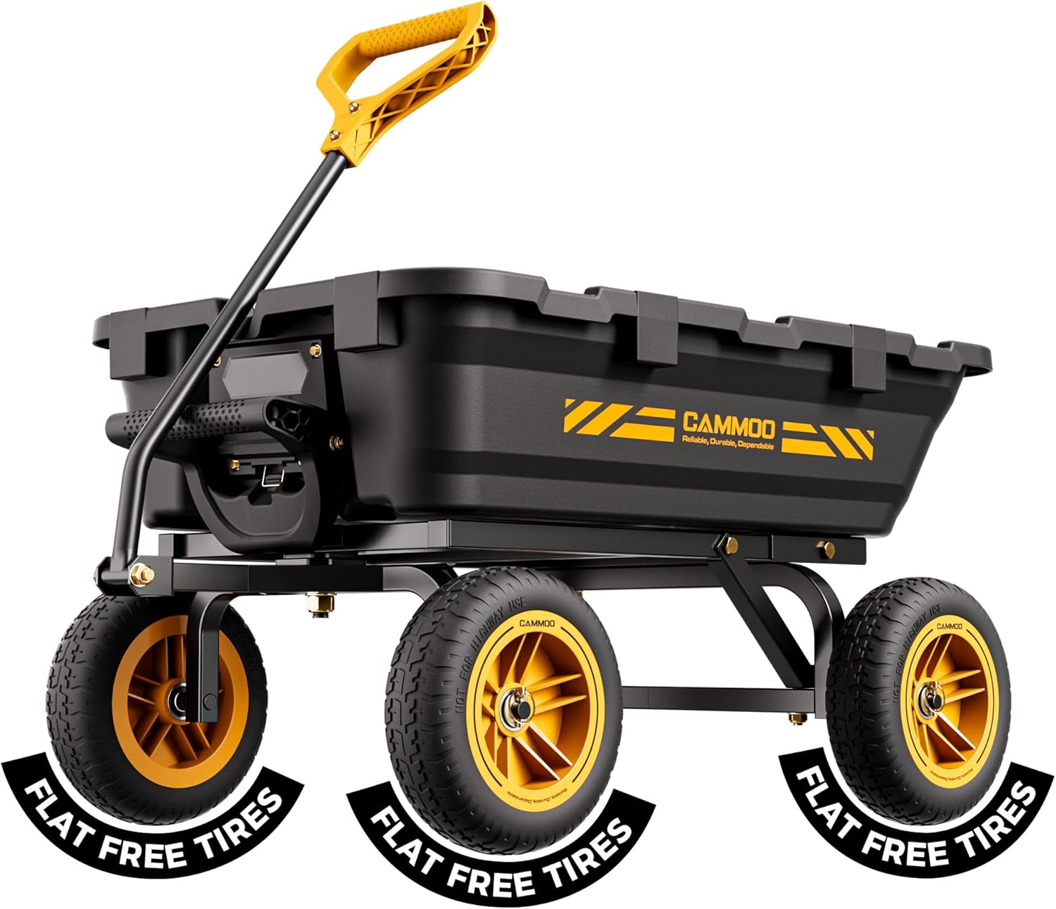 10in NO-FLAT TIRES 900lb Heavy-Duty Garden Dump Cart DIY Expandable Ca
