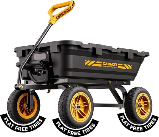 10in NO-FLAT TIRES 900lb Heavy-Duty Garden Dump Cart DIY Expandable Ca