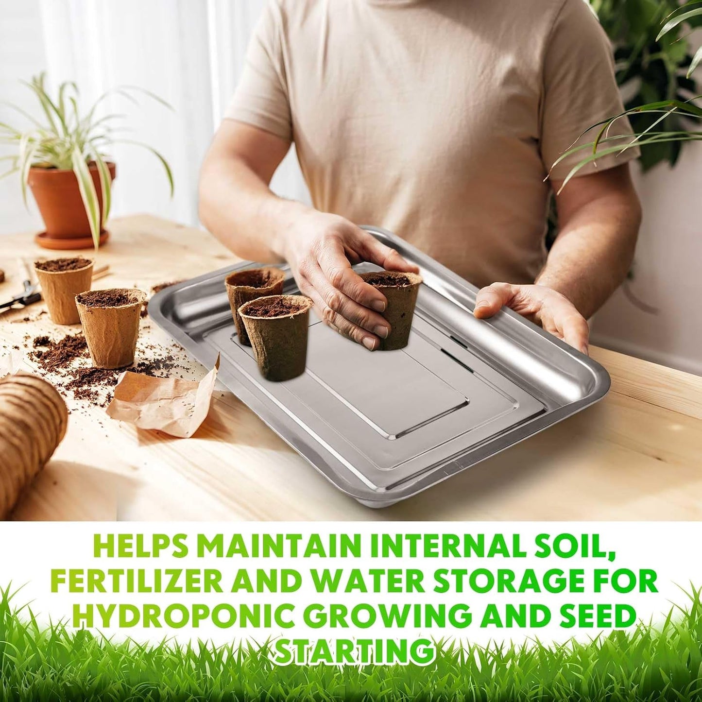 10 Pcs Stainless Steel Seed Starter Tray, Stainless Metal Garden Trays