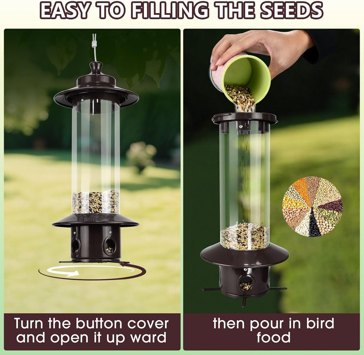 Metal Bird Feeder for Outdoors, Hanging Squirrel Proof Bird Feeders fo