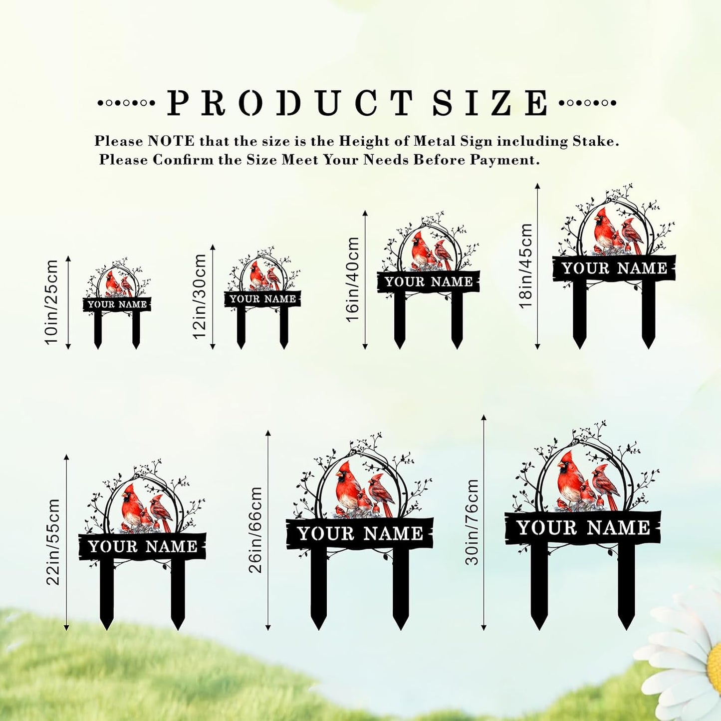 Custom Garden Metal Sign with Stakes, Personalized Cardinal Signs for 