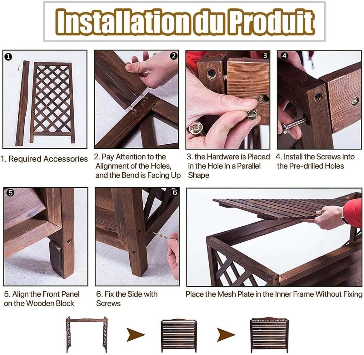 Wooden Air Conditioner Cover & Privacy Screen with Flower Stand, Louvered Frame for Outdoor AC Units, Plant Display Rack, 4 (100x43x94cm/39.3x17x37in) (Brown 85x35x75cm/33.4x13.7x29.5in)