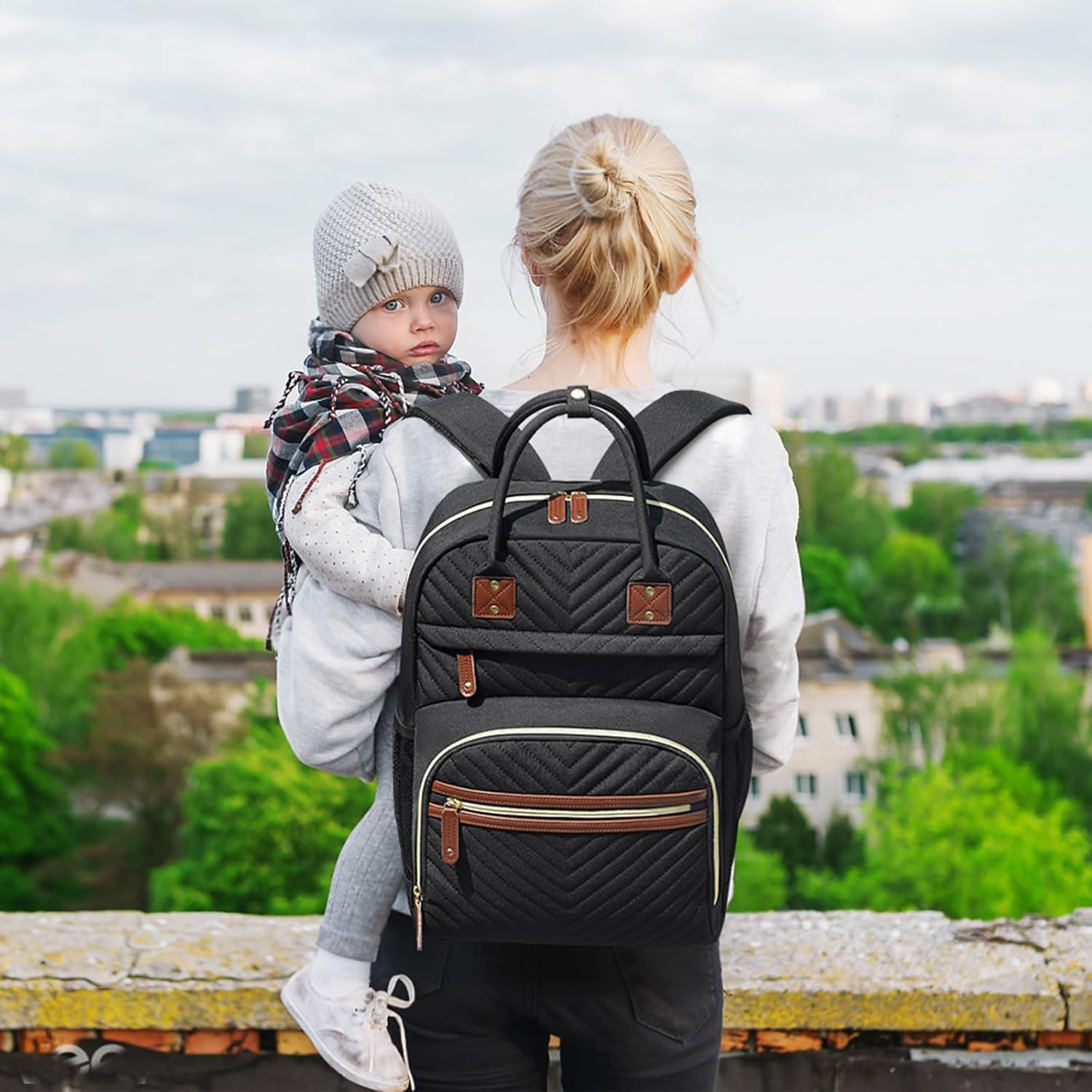 Diaper Bag Backpack for Women Large Capacity with Insulated Pockets Mu