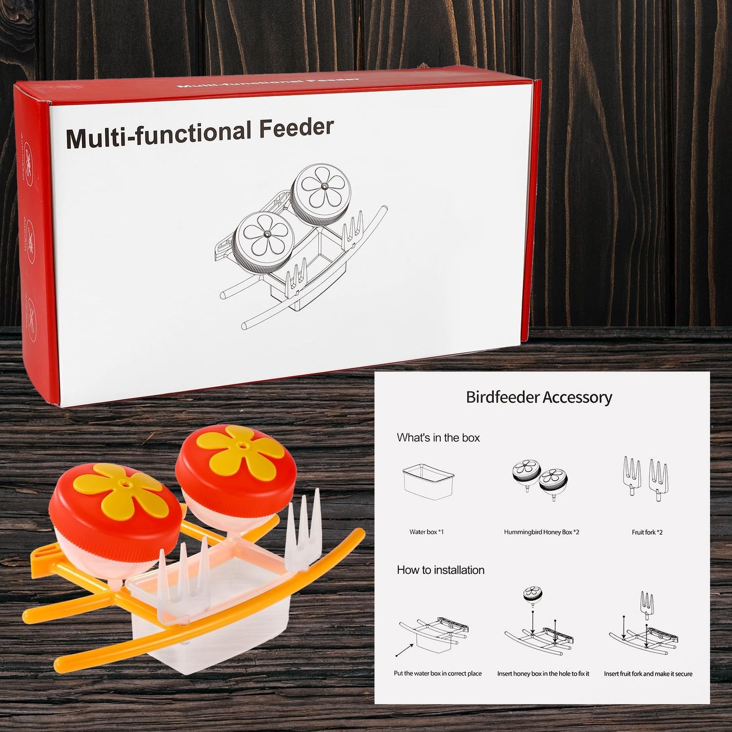 Smart Bird Feeder Accessory Set for NETVUE Birdfy Feeder, Smart Bird Feeder Perch with Add-Ons Includes Water Box Jelly Holder Fruit Holder Suitable for All Birds