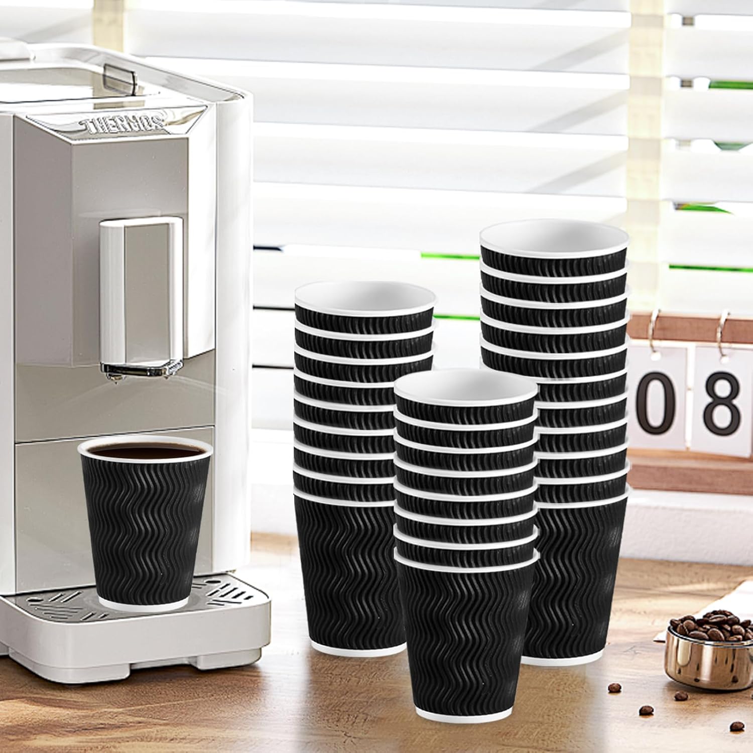 Lamosi Disposable Coffee Cups 12 oz 100 Pack, Paper Coffee Cups 12 oz 