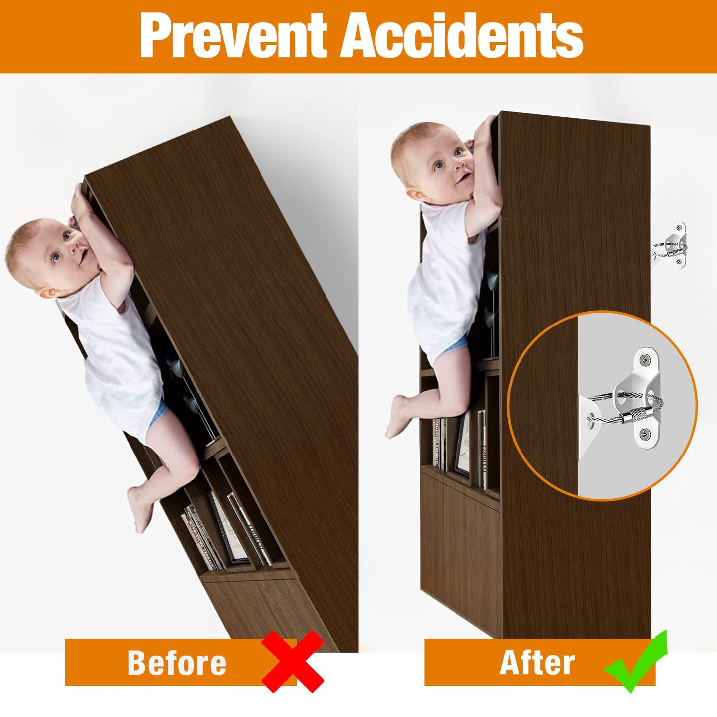 Furniture Anchors (10 Packs) Anti Tip Furniture Anchors for Baby Proof