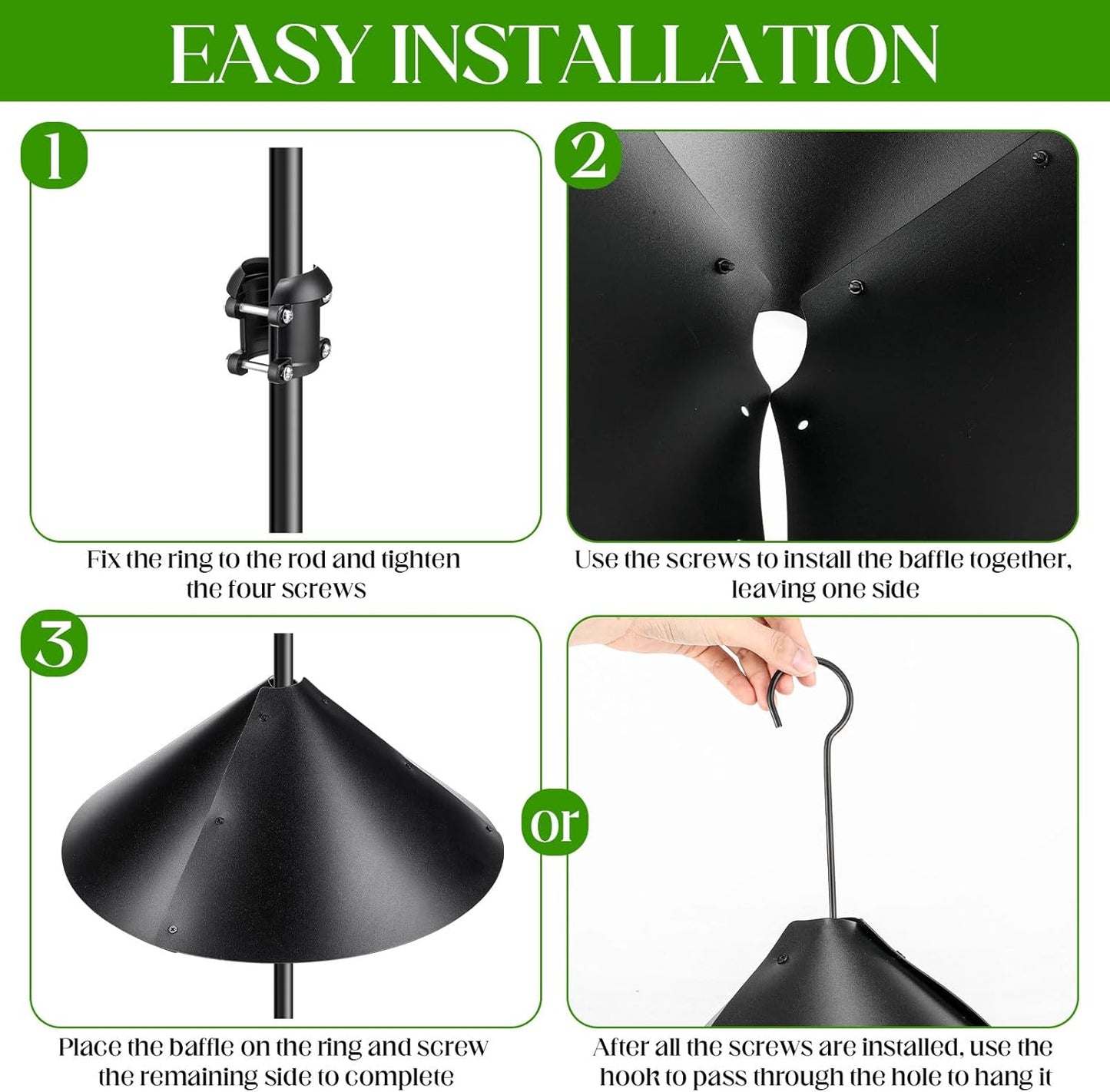 6 Sets 16 Inch Wide Squirrel Baffle for Bird Feeder Pole, Outside Pole Mount Stopper & Bird House Guard for Outdoor Shepherd's Hook Birds Feeder Squirrel Proof for Garden or Park