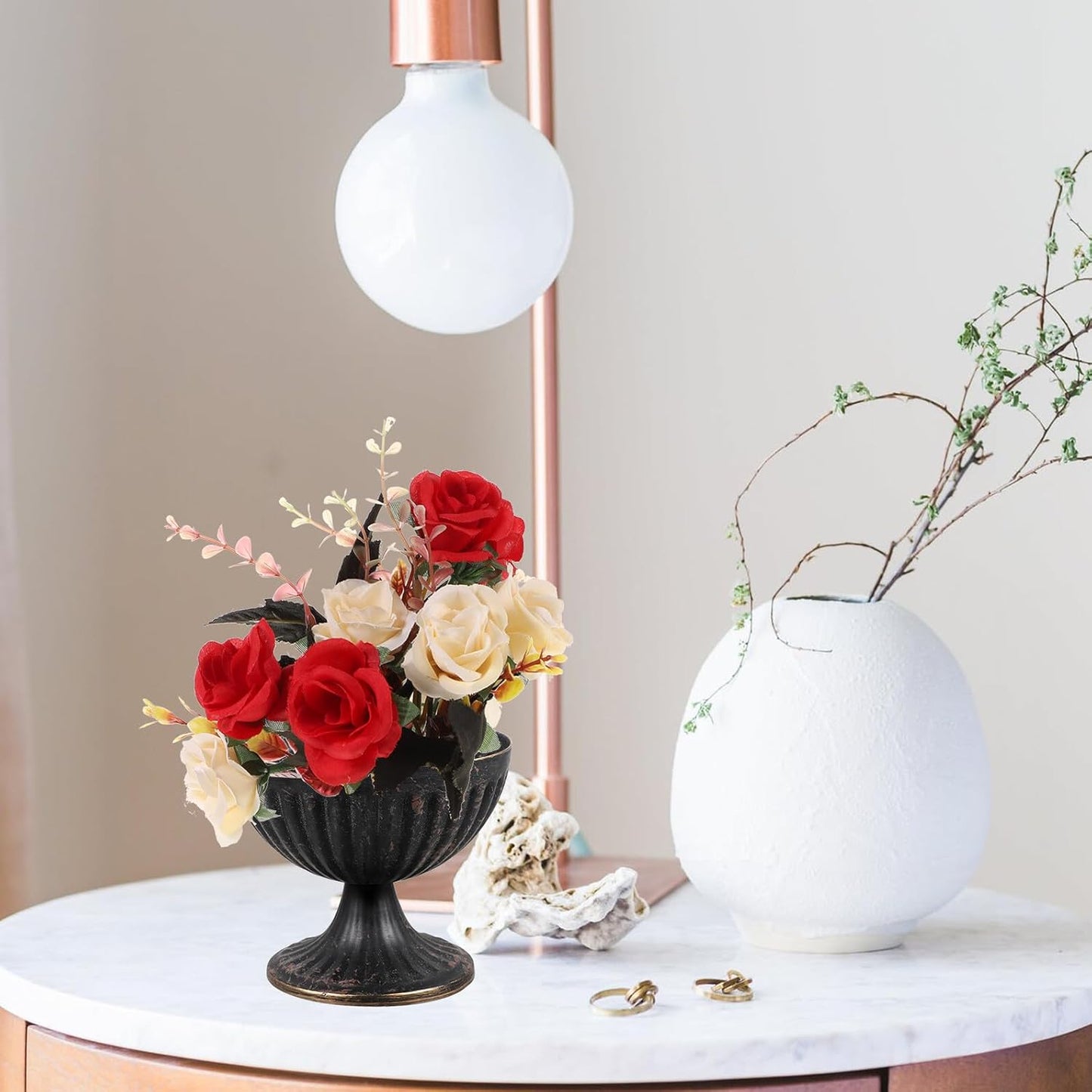 Milisten Retro Iron Urn Vase Rustic Metal Flower Pot Wedding Table Cen
