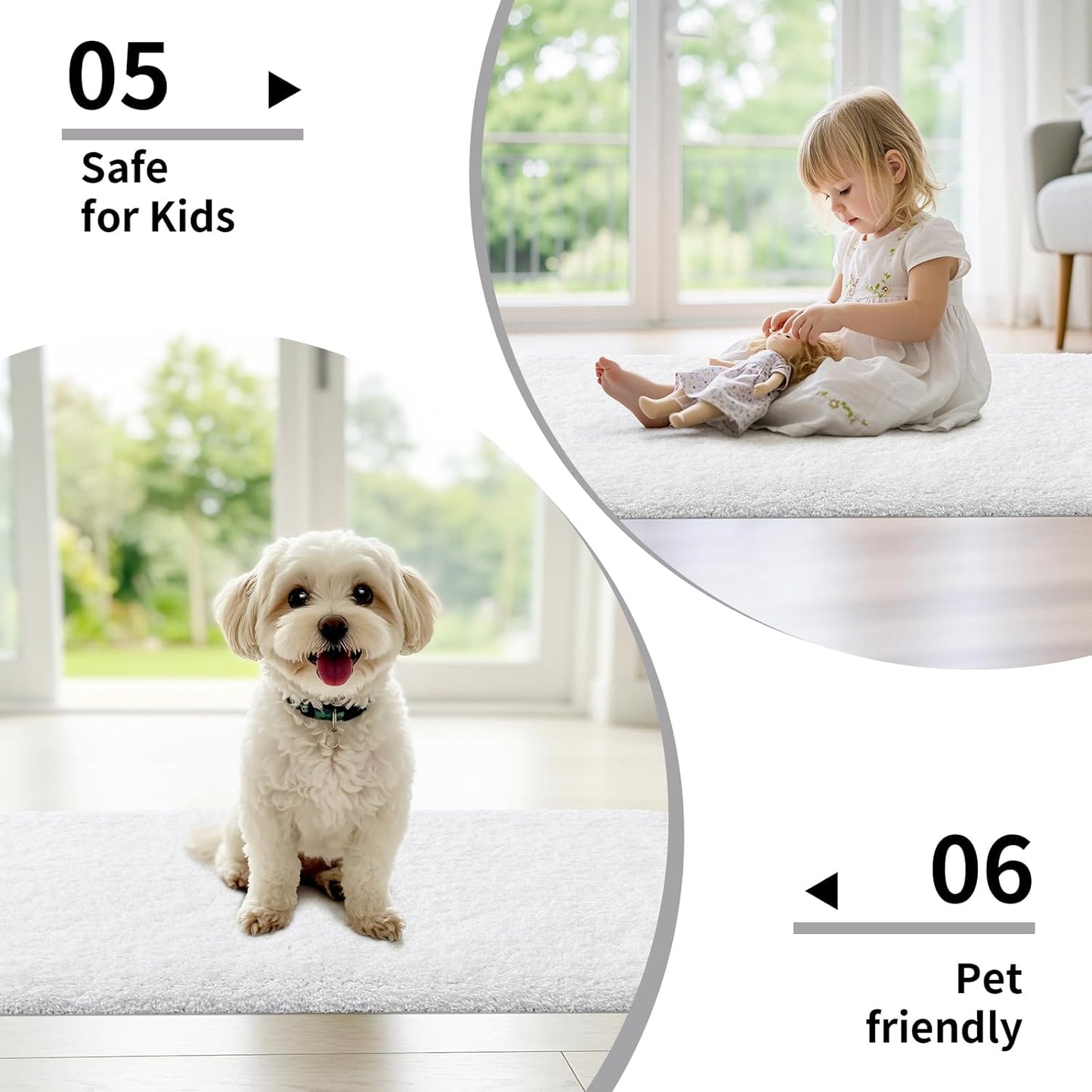 White Bathroom Rug 17x24 - Non-Slip Plush Small Bath Mat, Highly Absorbent & Ultra Soft Fluffy Floor Mat, Machine Washable for Shower and Tub