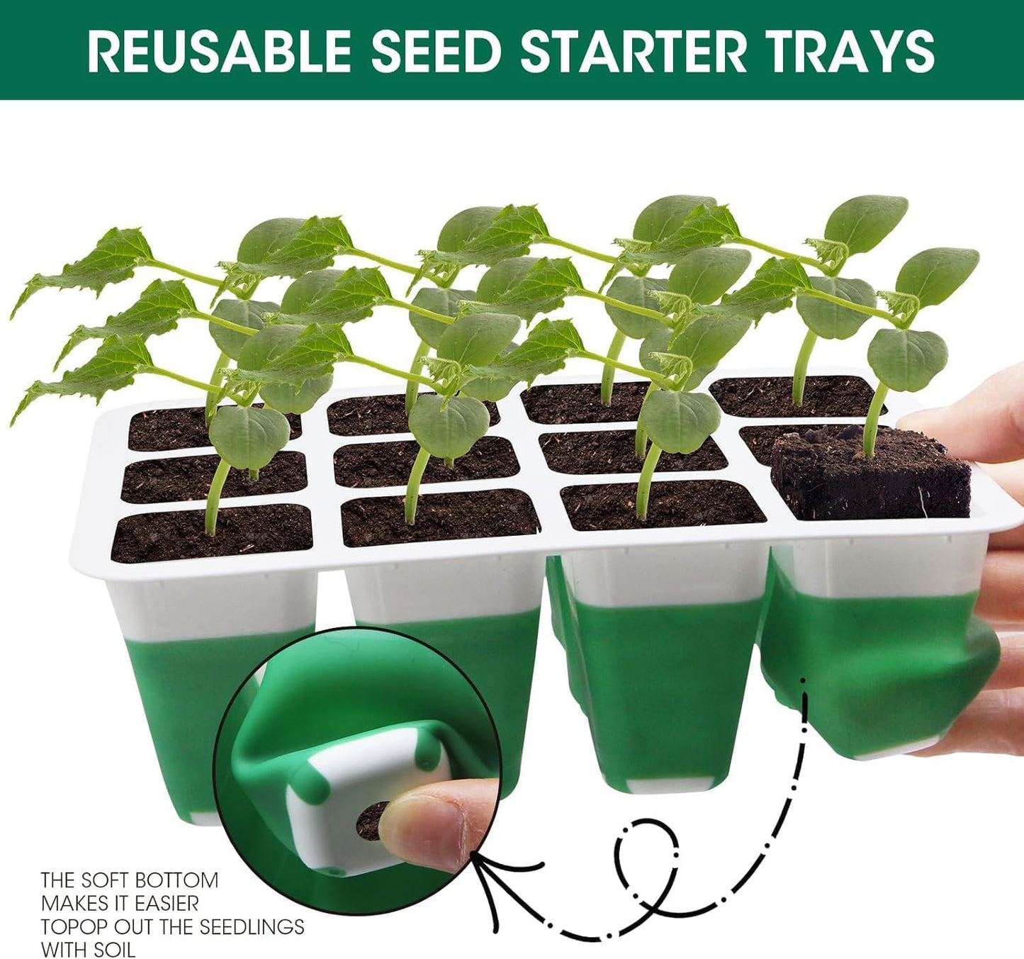 Self Watering Seed Starter Tray with Grow Light, 10-Pack 120-Cell Reus