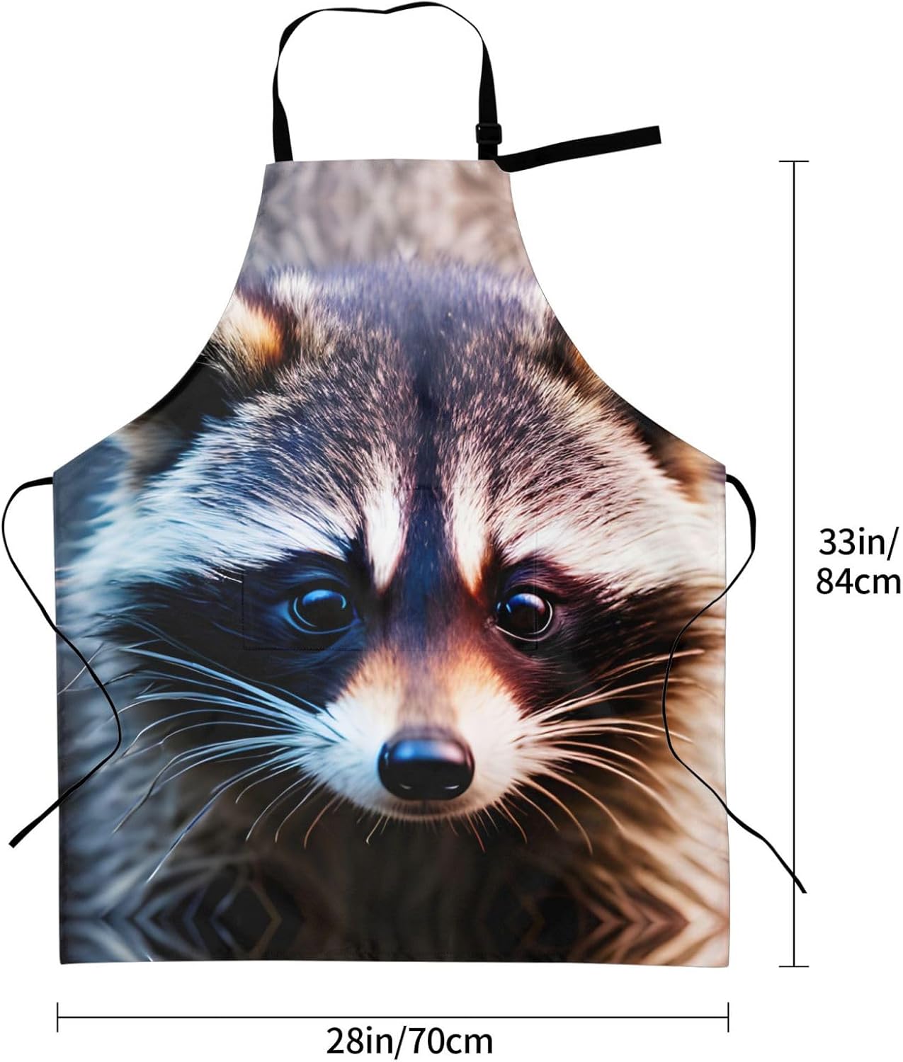 Little Raccoon Face print Waterproof chef's apron with pocket apron for kitchen cooking baking barbecue and gardening
