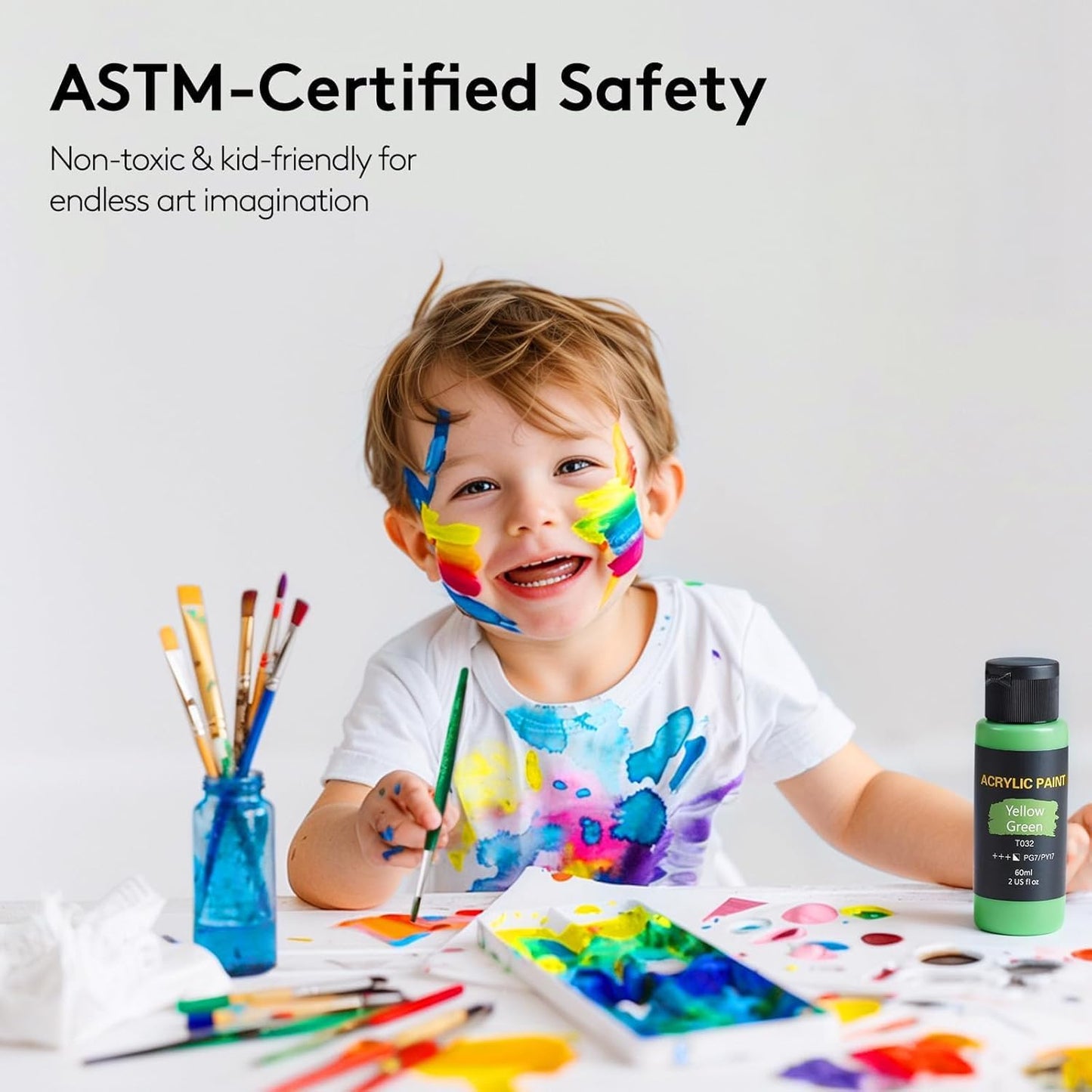 TMOL Acrylic Paint Set, 24 Colors (2 oz/Bottle) with 12 Art Brushes, A