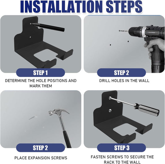 Heavy Duty Weedeater Trimmer Rack with 3 Screws and 3 Expansion Tubes 