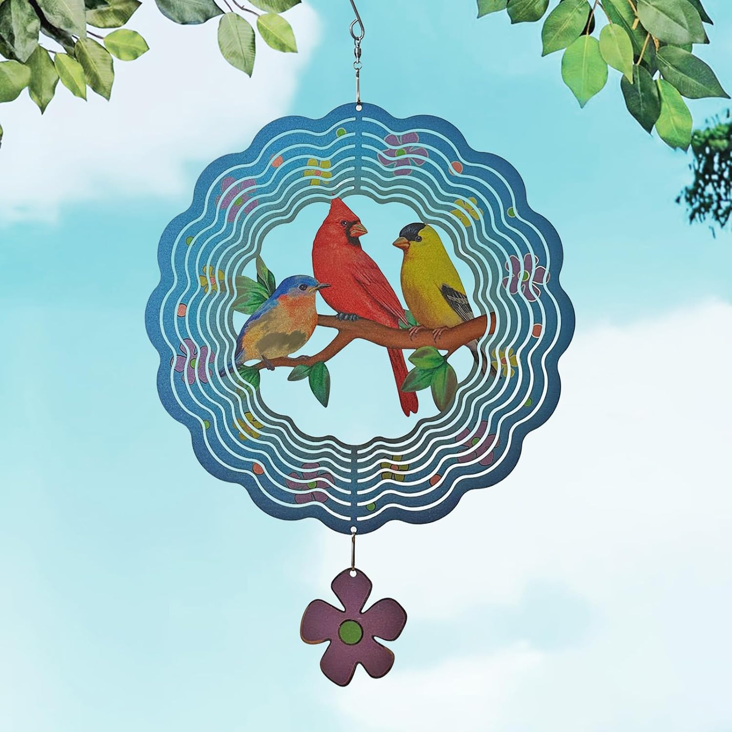 Birds Wind Spinner,Metal Wind Spinners for Outdoor,3D Double Sided Han