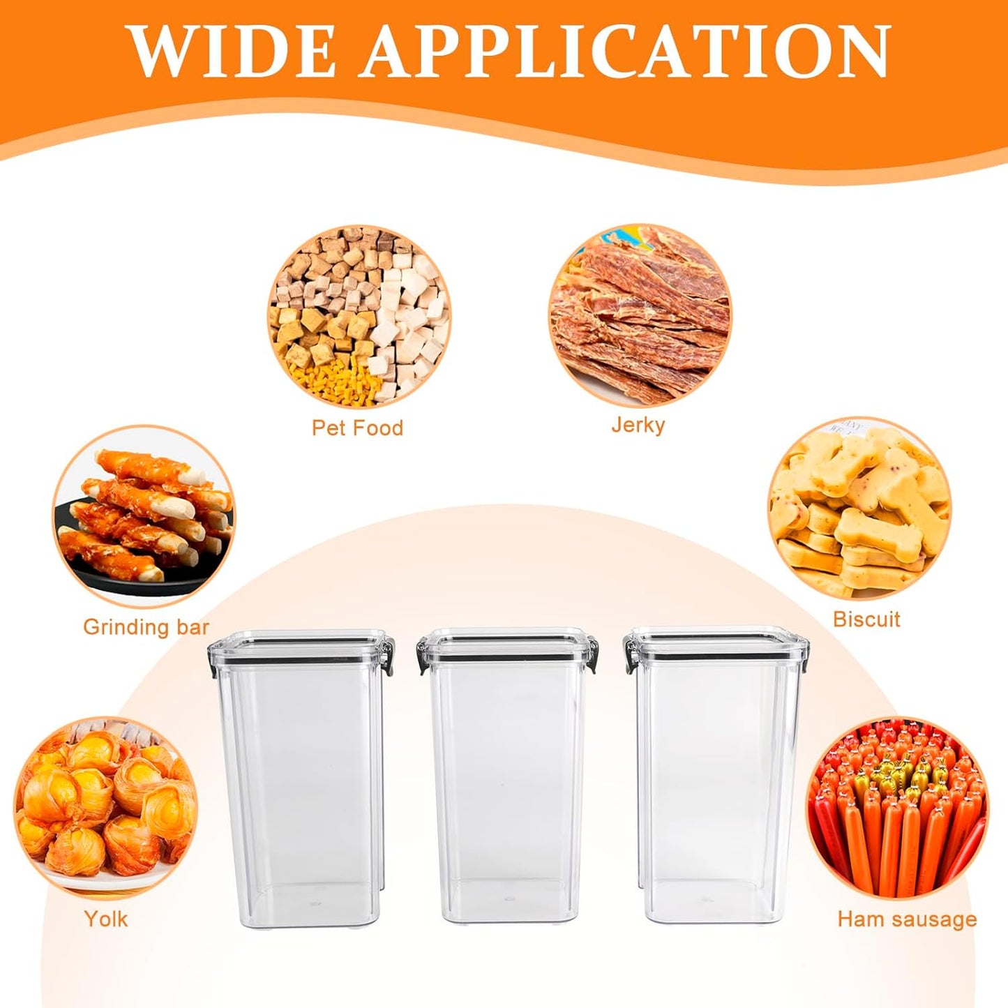 3Pack Pet Food Storage Containers, Airtight Dog Food Storage Container