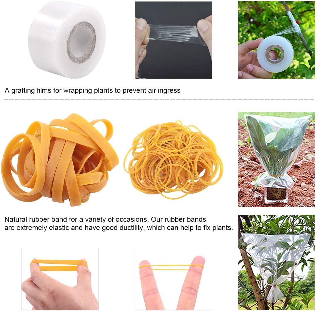 Glarks Professional Garden Fruit Tree Plant Pruning Shears Grafting Cutting Tool Kit with Grafting Tape Rubber Bands