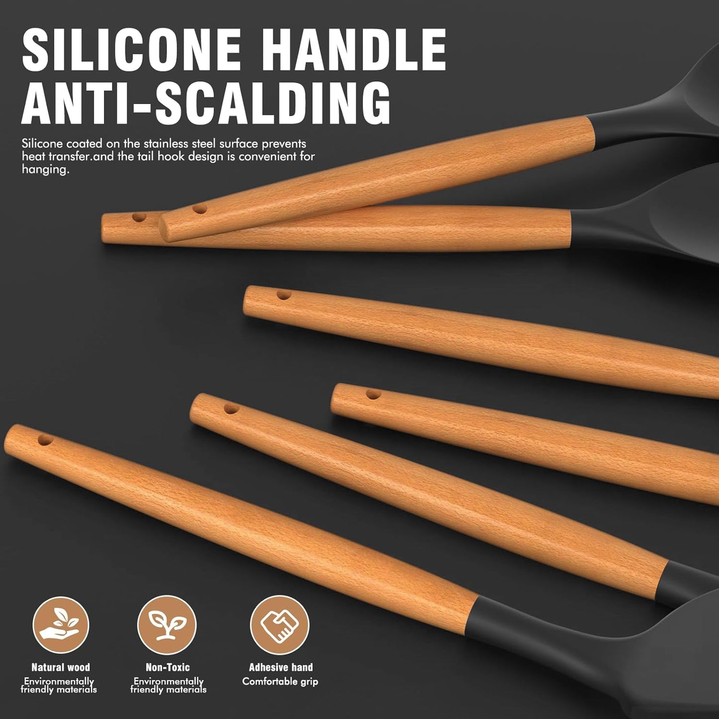 Silicone Cooking Utensils Set - AVGPD Silicone Kitchen Utensils for Co
